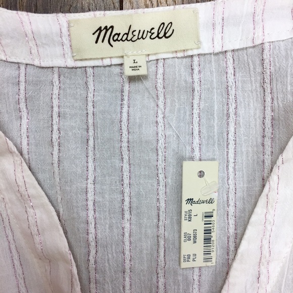 Madewell Bubble Sleeve Striped Peplum Top Sz L - Picture 4 of 8